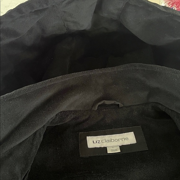 Liz Claiborne Black Winter Jacket removable hoodie With fur lining - Picture 5 of 7